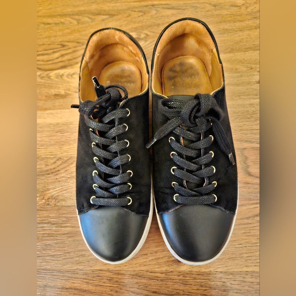 Sezane jack baskets sneakers US 6.5 (37) black leather + suede (bi-material)